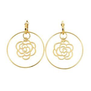 CHANEL Camelia Earring Clip on 18K YG 750 90286557